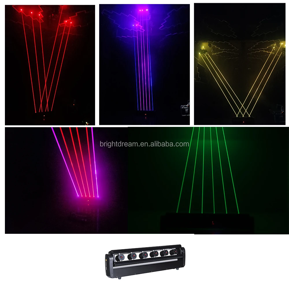 6 Eye Laser Light Moving Head Linear Lighting Systems Red Green Blue