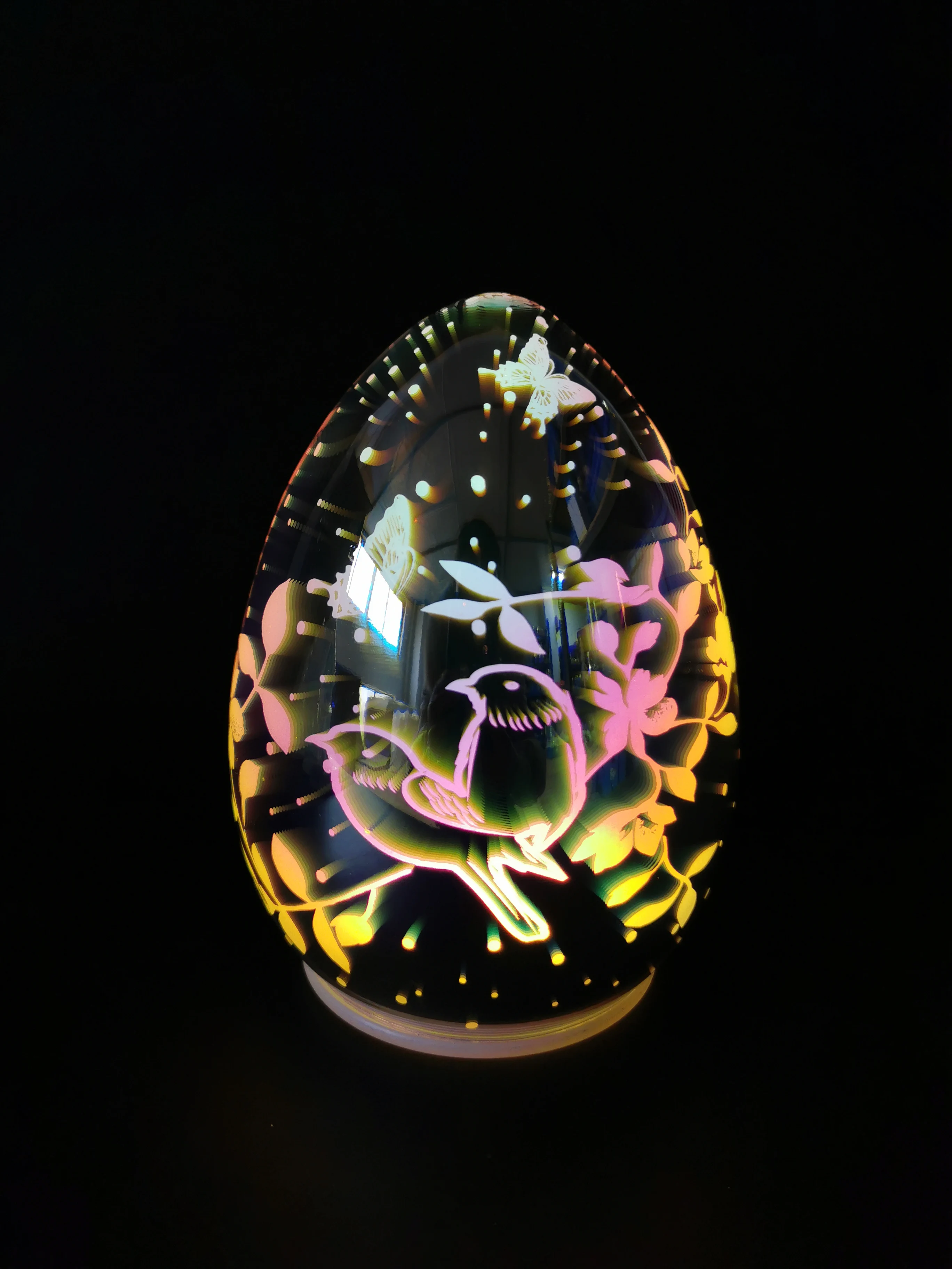 Easter party decoration LED iridescent glass eggs shape ornament details