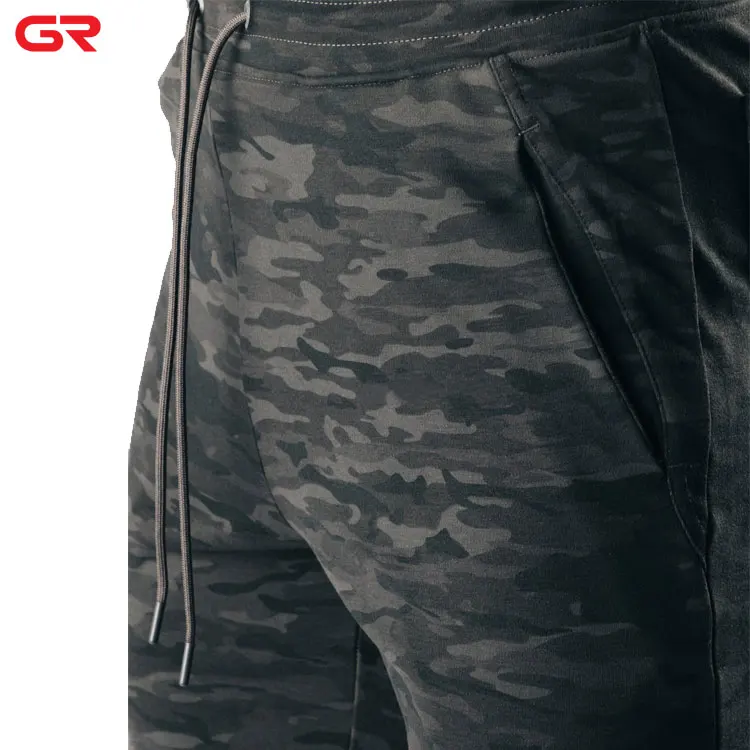 Stylish French Terry Camo Printed Tapered Fit Custom Men Gym Workout Shorts
