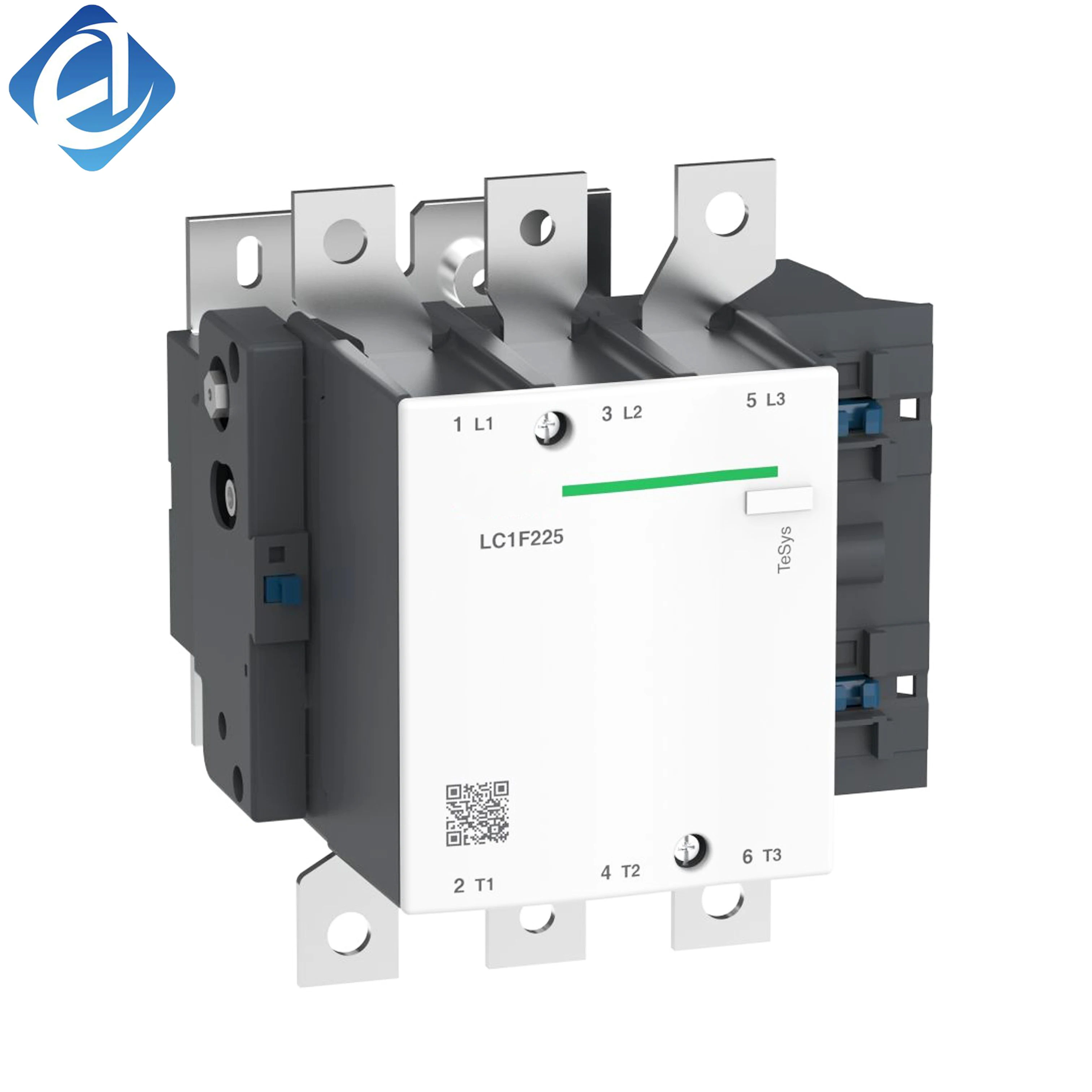 New Original LC1F225F7 TeSys F series heavy-duty AC contactor. Rated 225A, 110V AC coil voltage, designed for heavy load switching and motor circuit control. It features robust structure, strong breaking capacity 