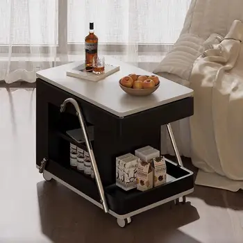 Light Luxury Side  Simple Corner Tables Save Space Hotel Steel Frame Tables Bedside Cabinets Mobile Small Family Tea Table