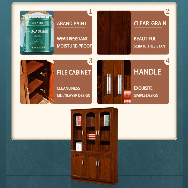 Two-Door Wooden File Cabinet for Factories Offices Traditional for School Use Executive Boss Manager Office Furniture Bookcase