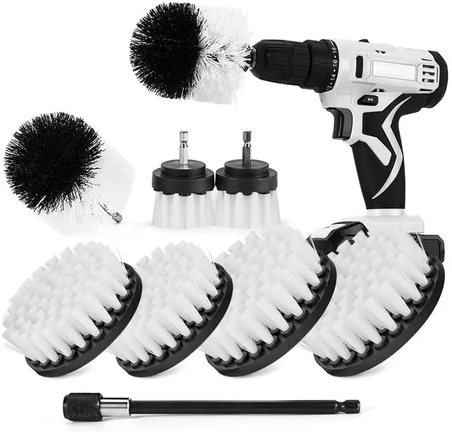 9 Pieces Brush Attachments Set for Drill Power Scrubber Brush Set With 150 MM Drill Cleaning Brush