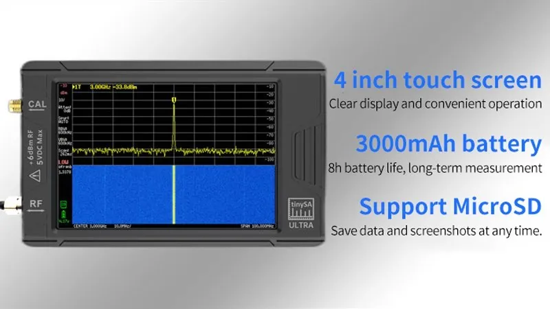 Handheld Tiny Spectrum Analyzer 100khz-5.3ghz 4 Inch Touch Screen Rf ...