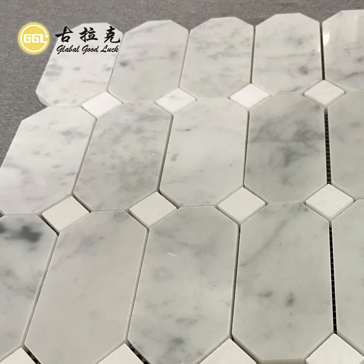 Modern White Natural Stone Octagon Marble Mosaic Tile Bathroom Interior Mosaic Tile