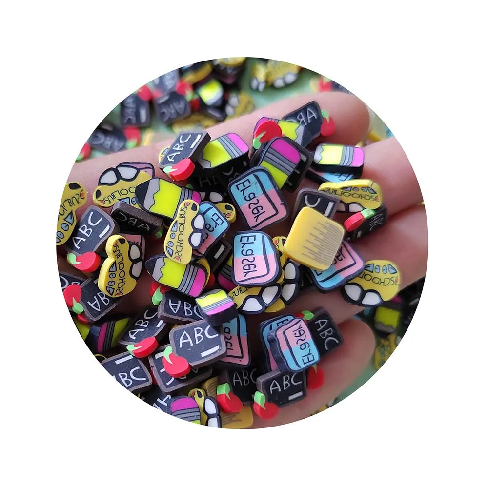 Мини-Ластик из полимерной глины сезон «назад в школу» черная доска линейка карандаш школьный автобус ломтики для слайма наполнитель кукол альбом