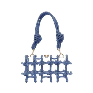 Custom Fashion Rhinestone Ladies Clutches Luxury Evening Bags Designer Transparent Pvc Women's Purses and Handbags