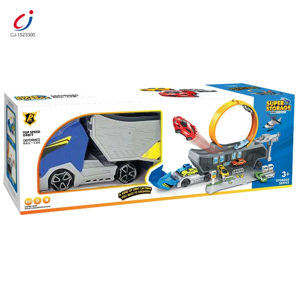Chengji 3 in 1 Engineering Container Truck Toy Kids Diecast Cars Parking Lot Toy Garage Construction Parking Lot Truck Toys