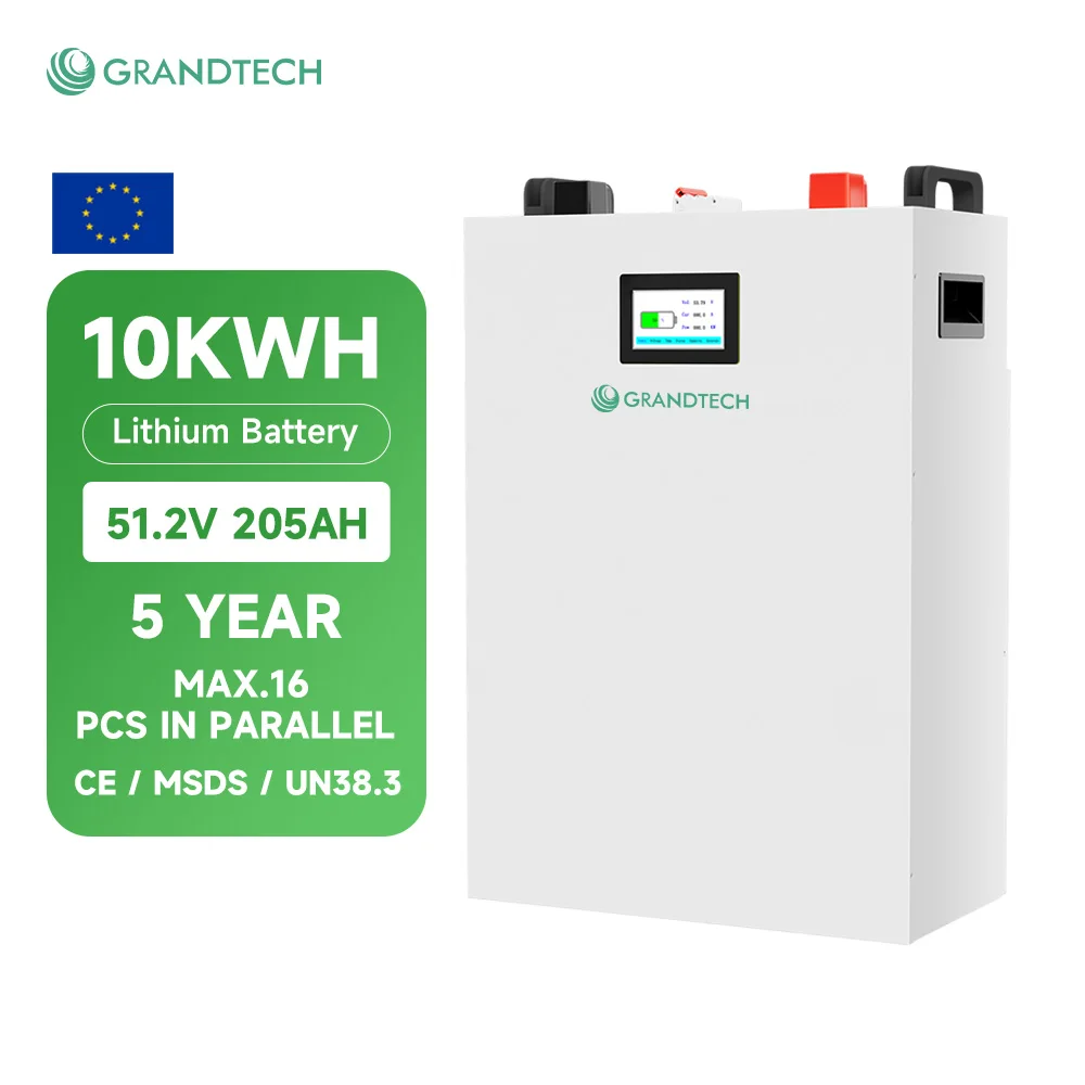 Baterías personalizadas de litio-ion Lifepo4 de 51,2 V y 100 Ah (10 kWh) y de 48 V y 200 Ah; sistema montado en rack y empilable para almacenamiento de energía eléctrica doméstica