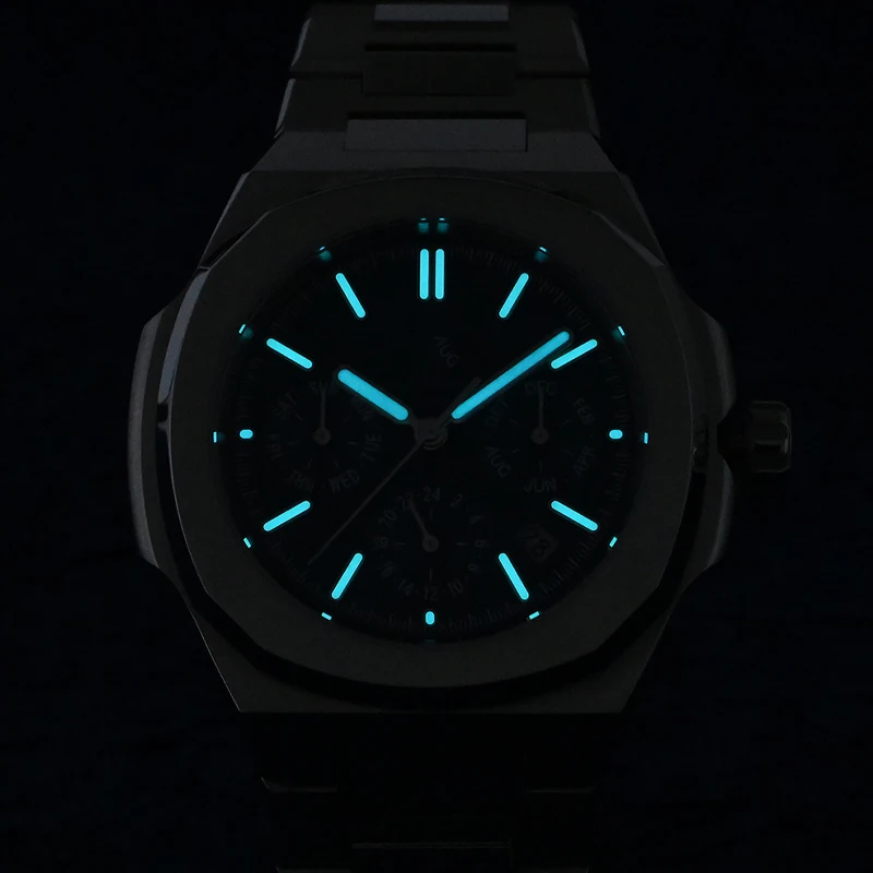 43mm Miyota 9120 Multi-function Men Luxury Dress Watch Embossed Texture Dial Business Automatic Mechanical 10Bar BGW-9