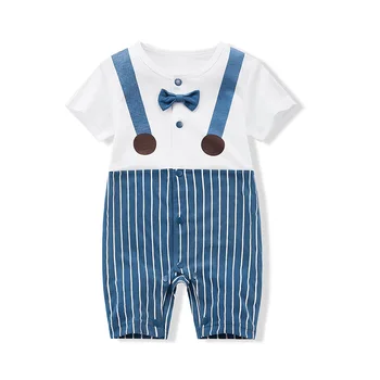 Cross-border baby short-sleeved T-shirt boys and girls onesie newborn climbing clothes summer baby one month old cute clothes