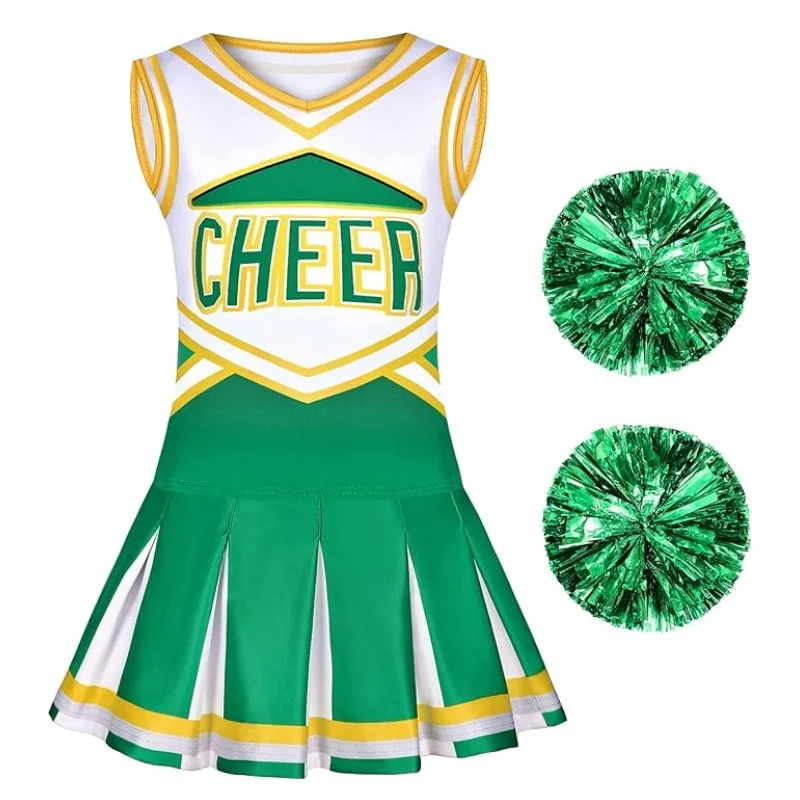 Girls Cheerleader Costume for Basketball Competition and Halloween Party Birthday Gift Uniform Outfit