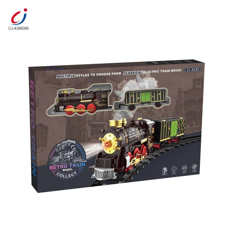 Chengji B O Railway Train Set Classic Spray Electric Slot Light Music Suit Simulation High-speed Retro Train With Steam