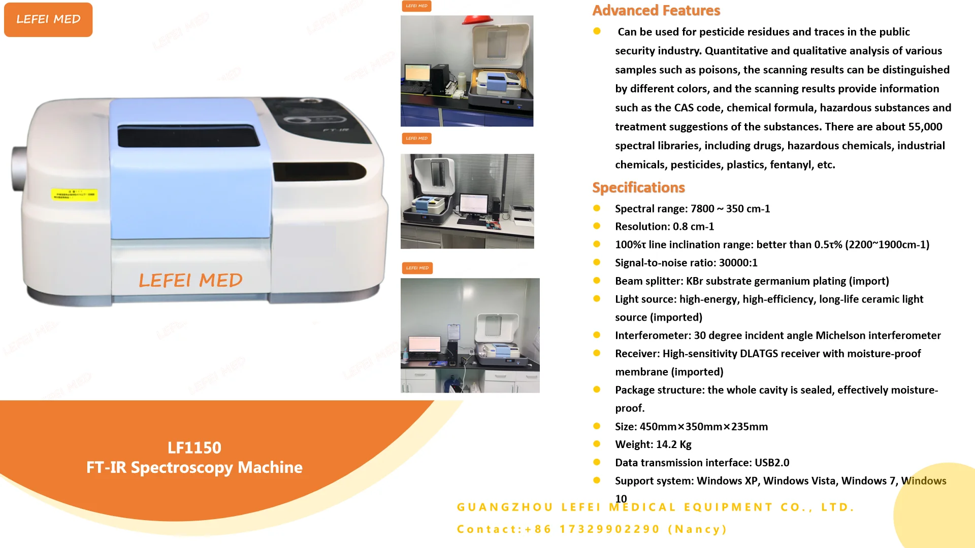 Lf1150 Laboratory Ftir Spectrophotometer Fourier Transform Double Beam