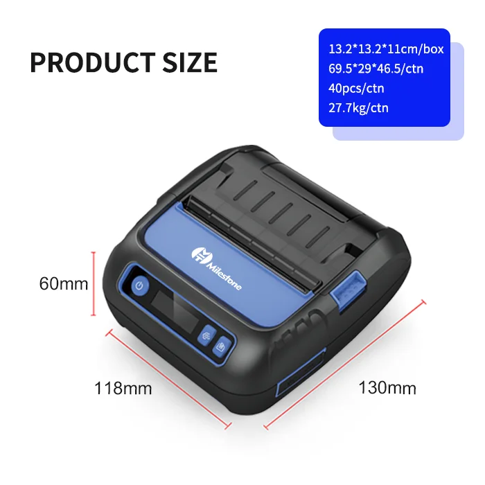 MHT Mini 80mm Imprimante Thermique Portable Blue Tooth Imprimante