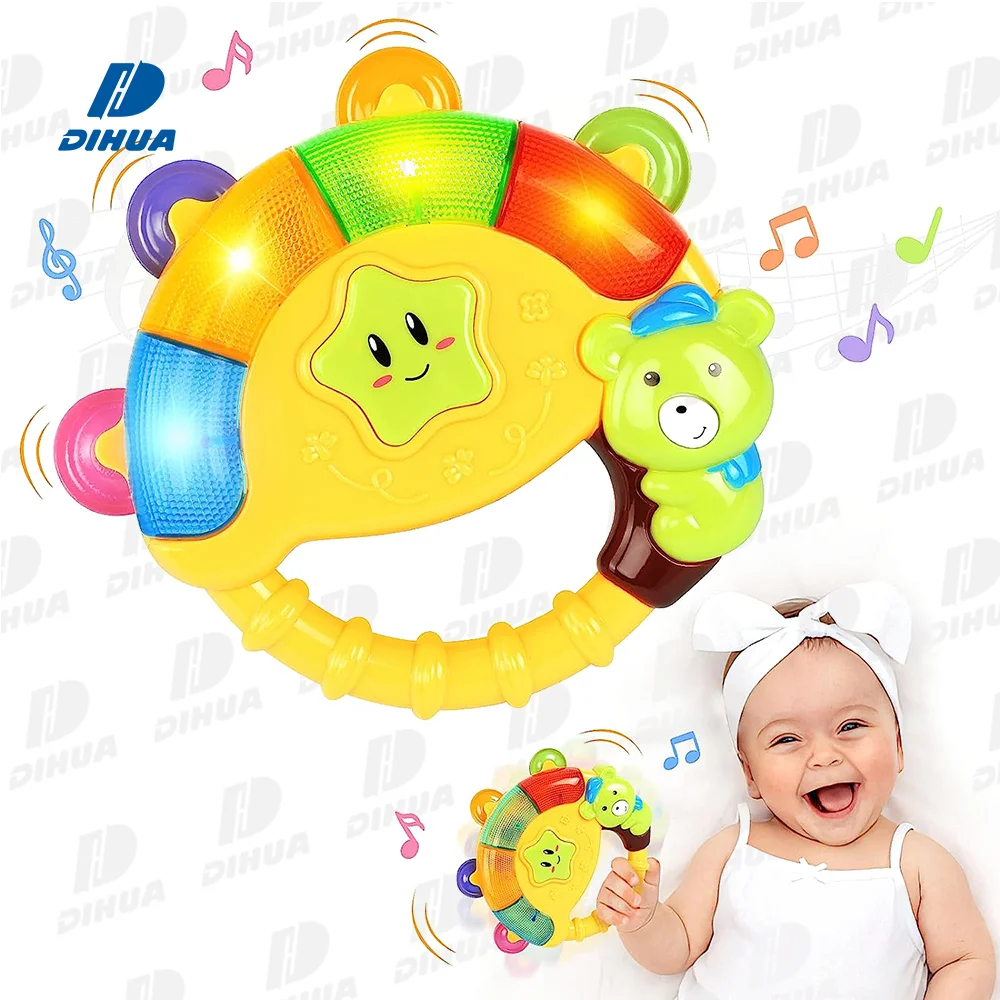 Baby Tambourine With Multiple Music Song Lighting Modes Cartoon Baby Music Bell Toys Activity
