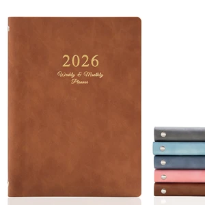 Support Customized Logo PU Leather A5 Loose-leaf Weekly Monthly Planner Journal Personalized 2026 Diary Notebook