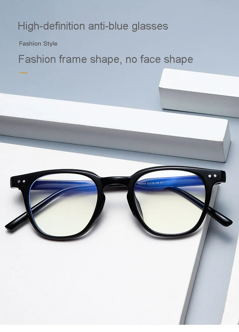 Montures de lunettes optiques pour hommes, très populaires, avec filtre anti-lumière bleue et motif uni._voghion.com