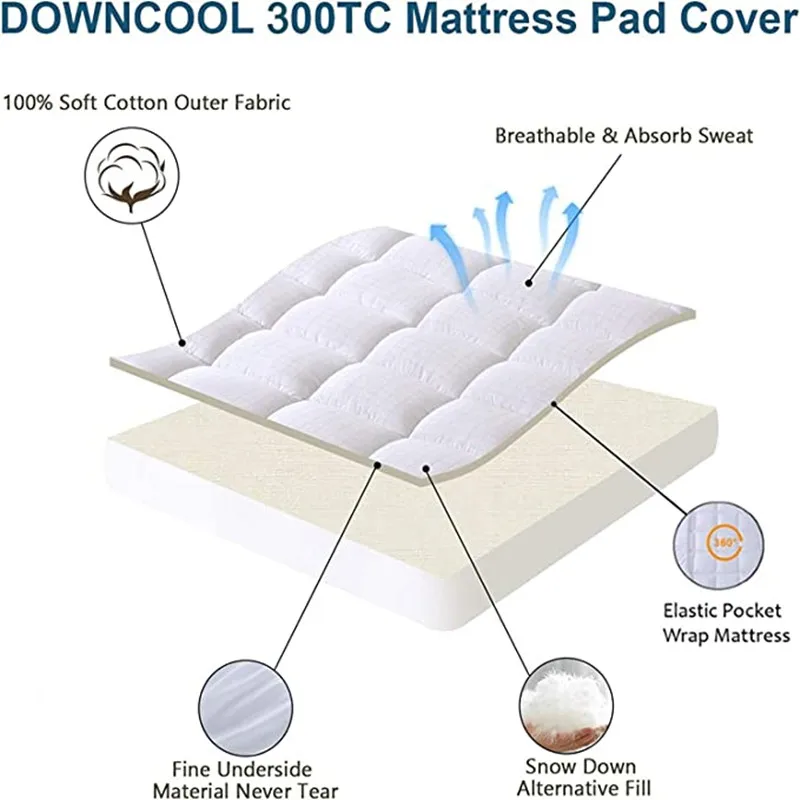 Wholesale Custom Waterproof Mattress Pad Ultra Soft And Comfortable Cooling Mattress Topper