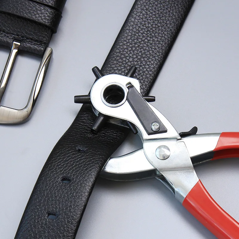Leather Belt Hole Punch Plier Eyelet Puncher Revolve Sewing Machine Bag Setter 
