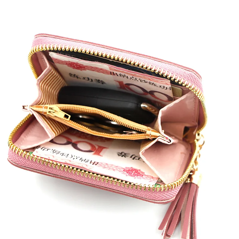 Wholesale Luxury embroidered Pink purse flower lady purse short PU wallet  women From m.