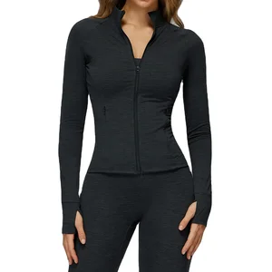 New Pattern Design Fully Zippered Gym Jacket High Elasticity Built-in Hidden Pocket Customizable Logo Yoga Jackets Women