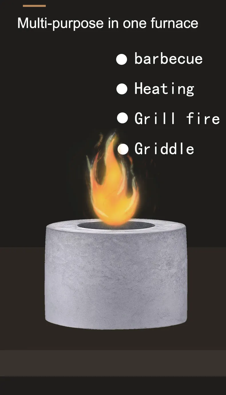 Tabletop Fireplaces Alcohol Bio Ethanol Stove Concrete Outdoor Indoor