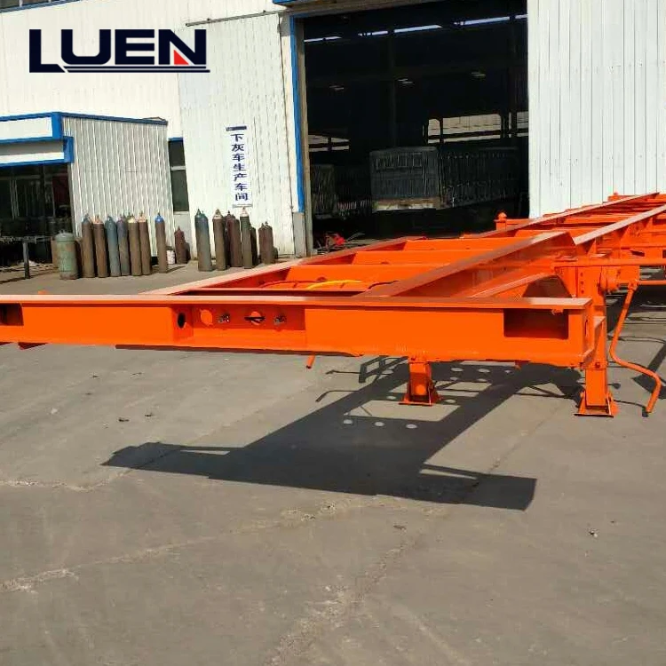 LUEN 2 3 Axles 20ft 40ft Shipping Container Transport Gooseneck Container Chassis Frame Truck Skeleton Semi Trailer