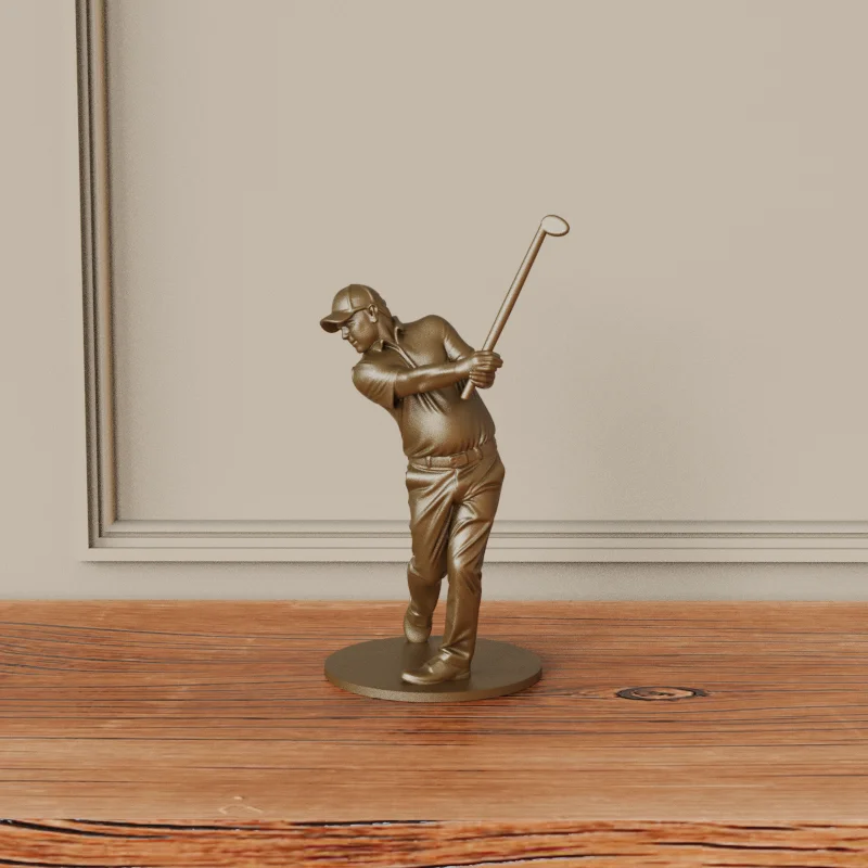 product wholesale custom resin golf swing figurine bronze color sports sculpture high quality resin bronze statue for interior decor-7