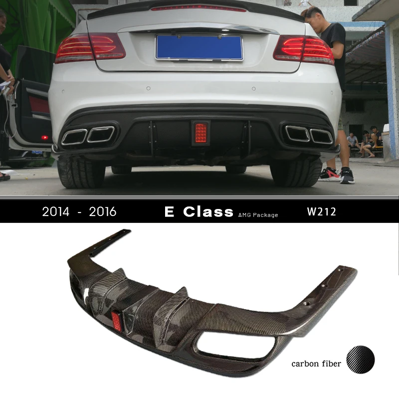 W212 Facelift Carbon Fiber Rear Bumper Lower Diffuser For Mercedes E
