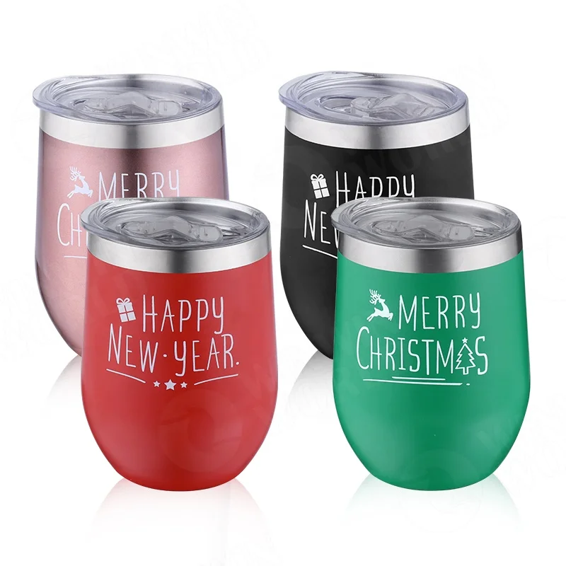 PATIKIL Sublimationsglitzer-Weinglas 12oz - 2 Stück Edelstahl Doppelwandig, Mit Deckel, Pink