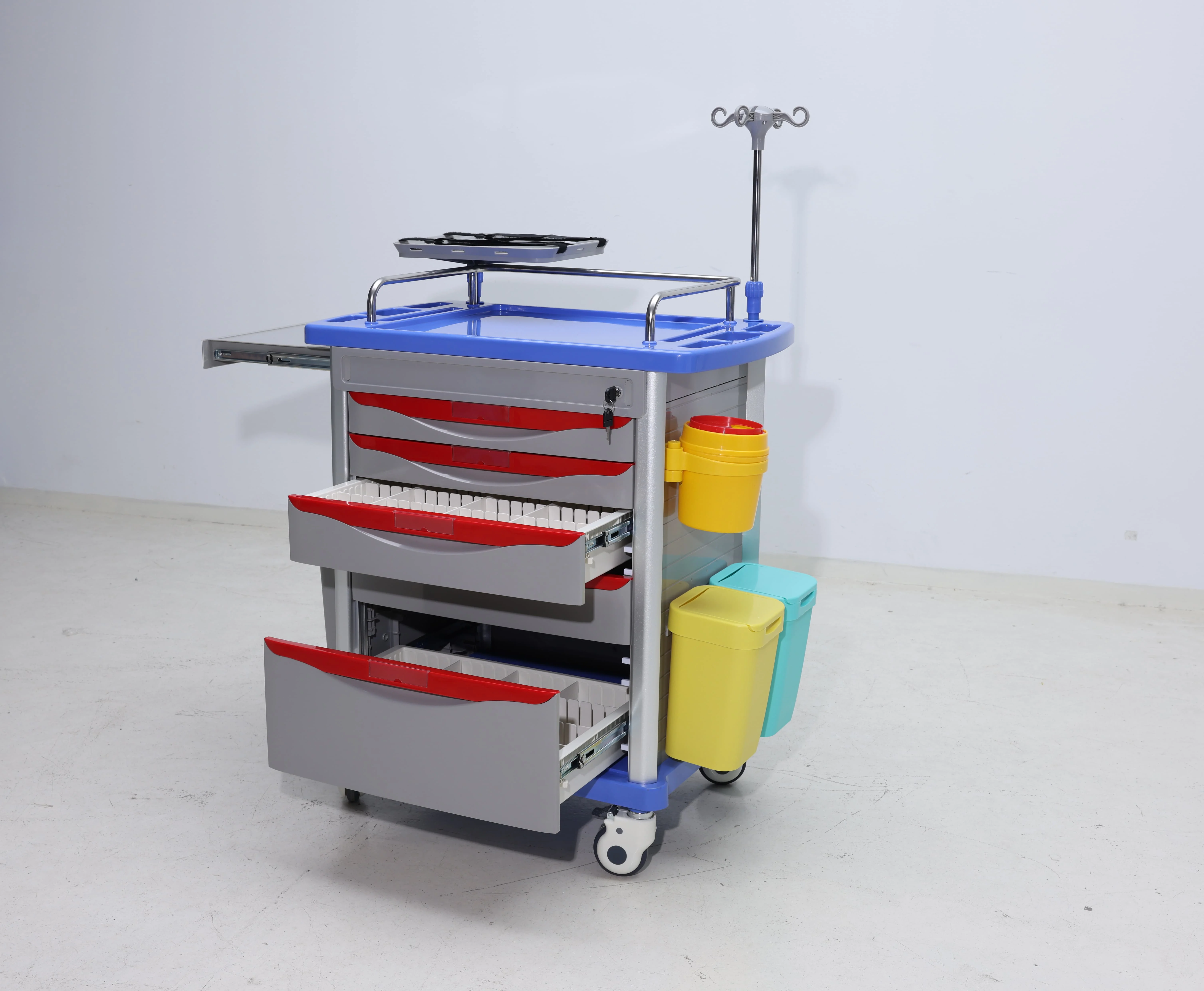 Military-Grade ABS Medical Trolley Cart Hospital Use 4-Wheel Mobile Trauma Station Interchangeable Equipment Mount Vital Sign 2