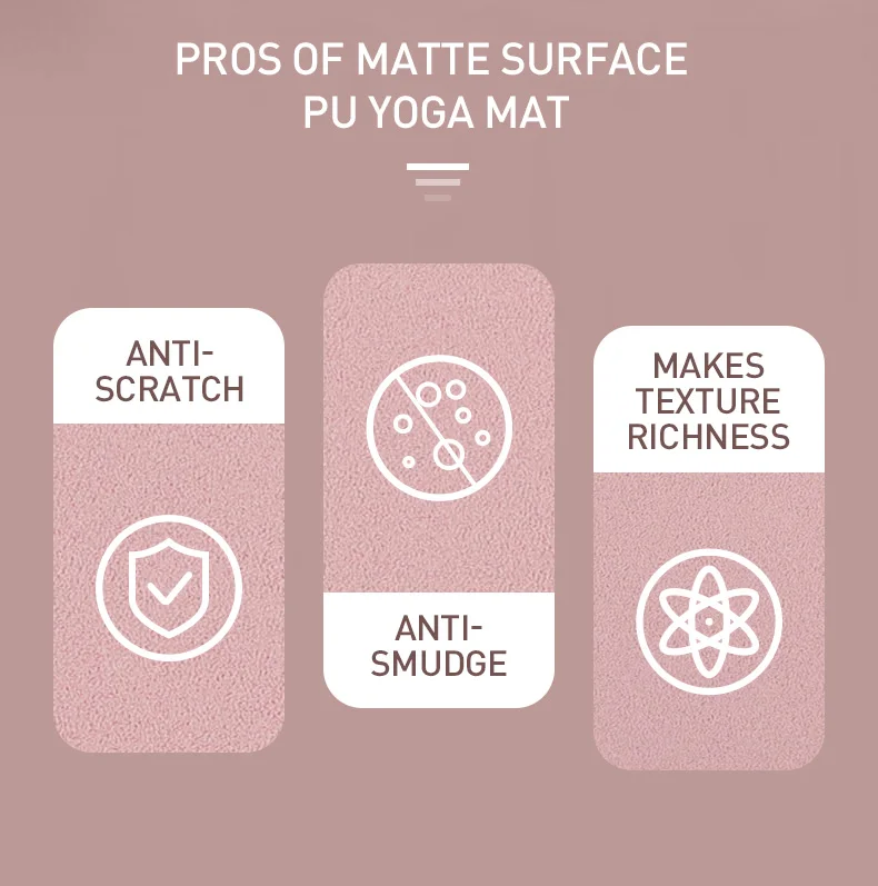 New Eco Friendly Frost Frosted Upgraded Yoga Matt Matte Pu Lather Natural Rubber Grip Yoga Mat