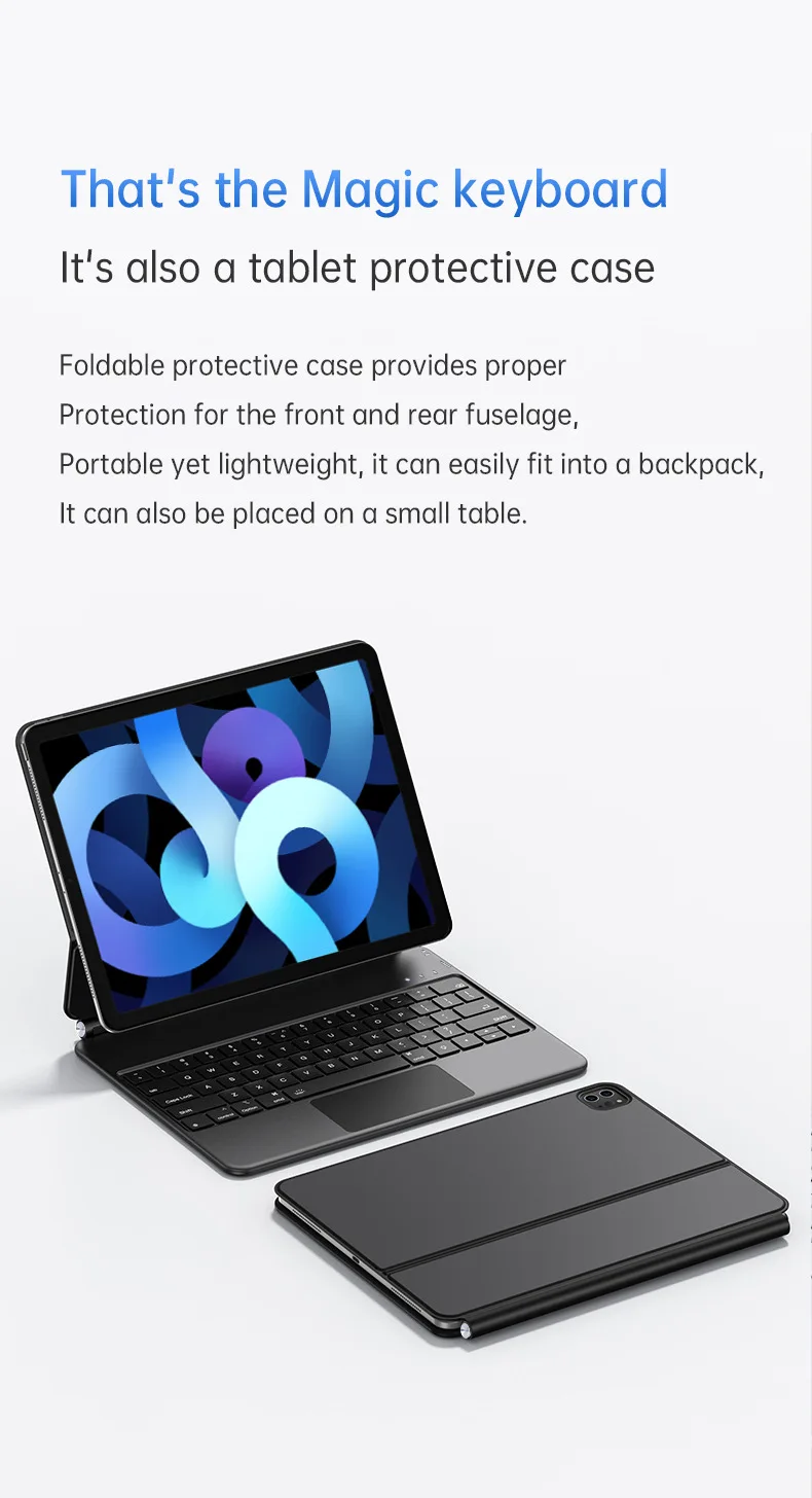 product magic keyboard case for ipad magnetic floating bluetooth keyboard with stain resistant pu leather coverlaudtec-8