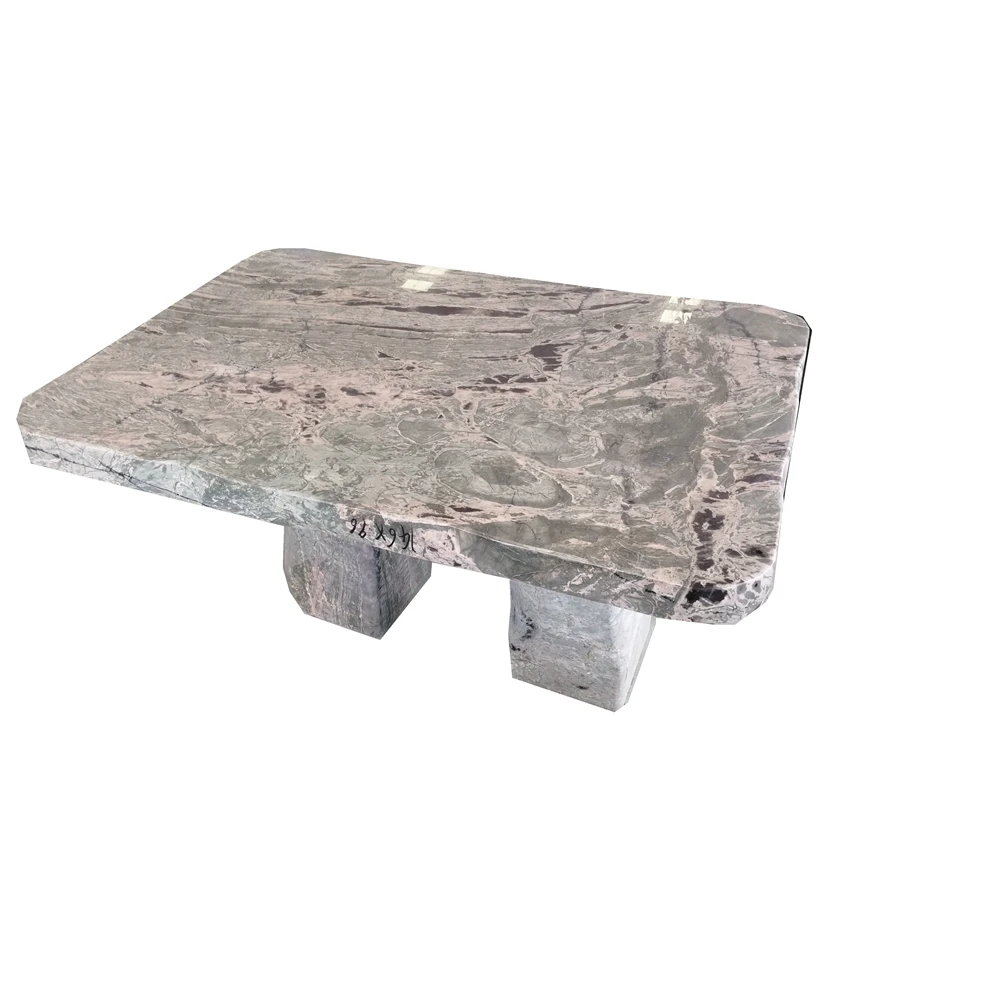 Natural Dragon Jade Marble Stone Table And Chair Sets Marble Benches For Outdoor Garden And  Patio