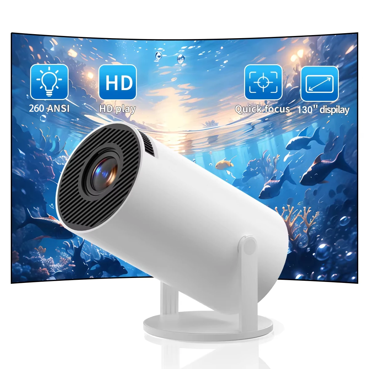 Portable Mini Projector 4K HY300 Pro Smart Wifi Android 12 Home Theater Outdoor Video Proyector Full Hd Mobile Phone Projectors
