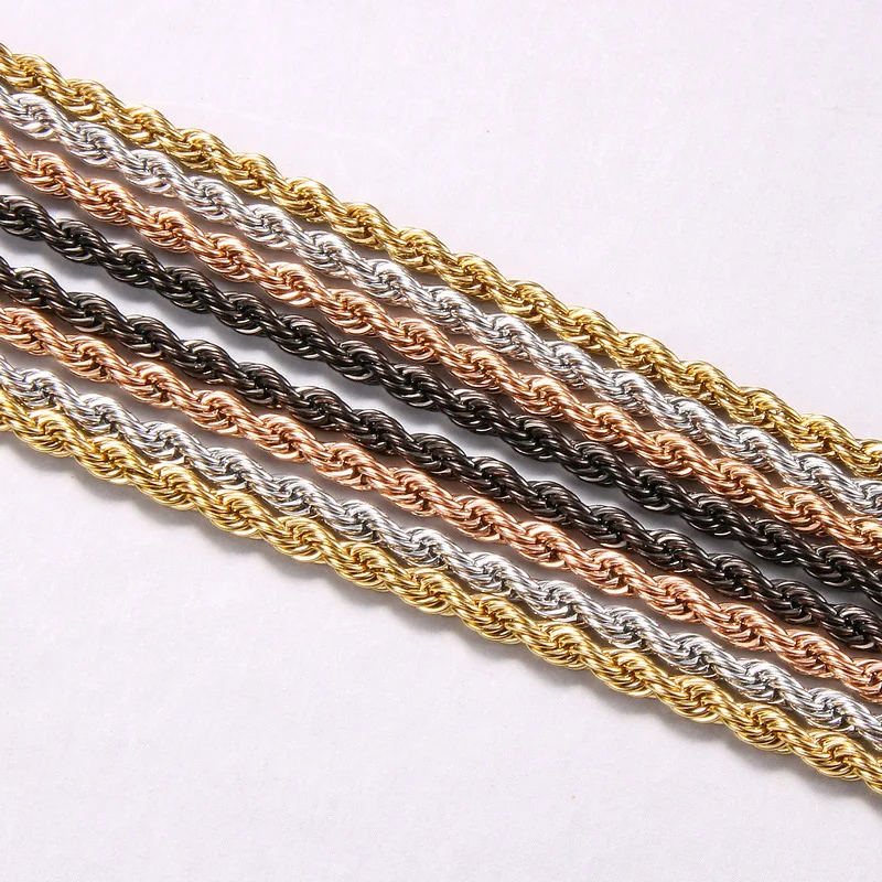 Stainless Steel 18k Gold Plated Rope Chain Necklace