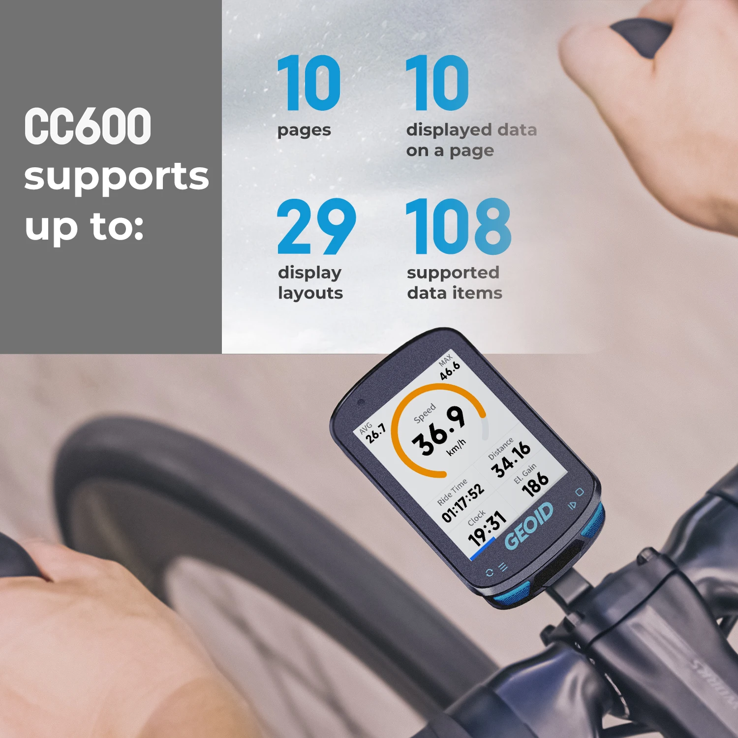 Geoid CC600 Colorful GPS Bike Computer Smart Navigation Waterproof Wireless Computer Speedometer Support ANT Data Bike Odometer