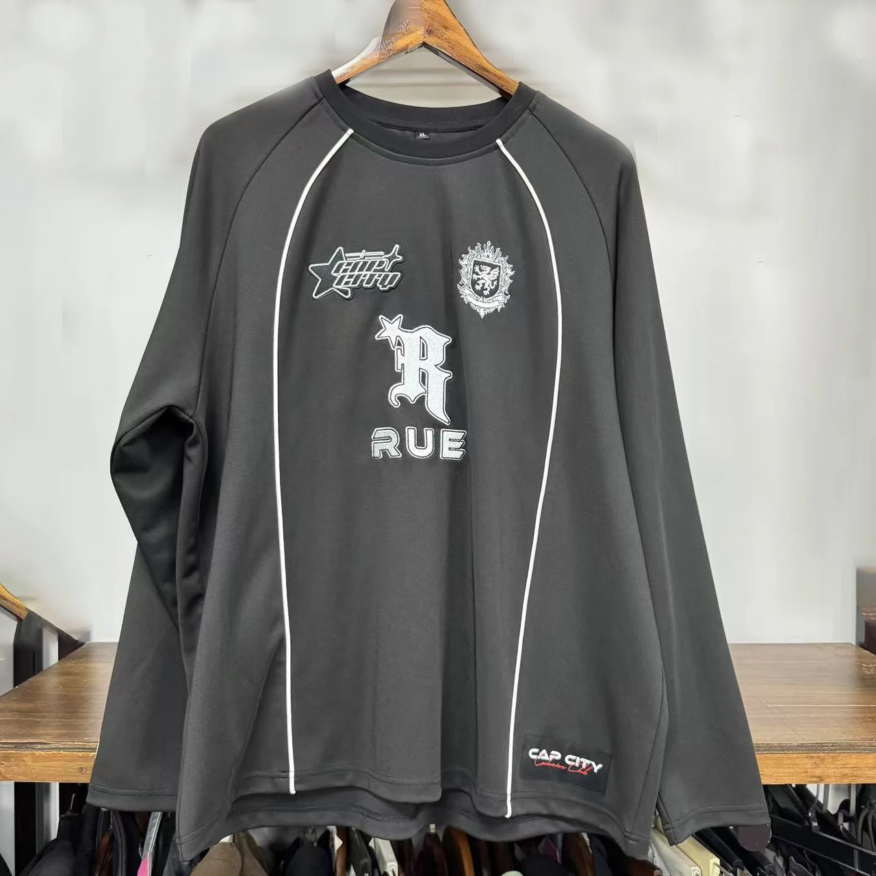 Custom Logo Design Oversized Premium Fleece 100% Cotton Breathable Quick Dry Shirts 3m Reflective Stripe Drop Shoulder Custom gallery 2