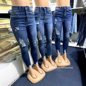 Factory Supply Women's Casual Solid Denim Leggings High-Waist Pencil Pants for Summer Wholesale Foreign Trade Customizable Logo