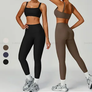 High Quality Women Sleeveless Sports Bra Yoga Top Leggings Two Piece Gym Set Soft Fabric Beauty Back Fitness Workout Yoga Set