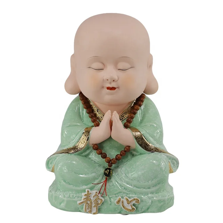 Handicraft Personalized Ceramic Small Buddha Statue Monk Figurines Bouddha Ornament For Sale manufacture