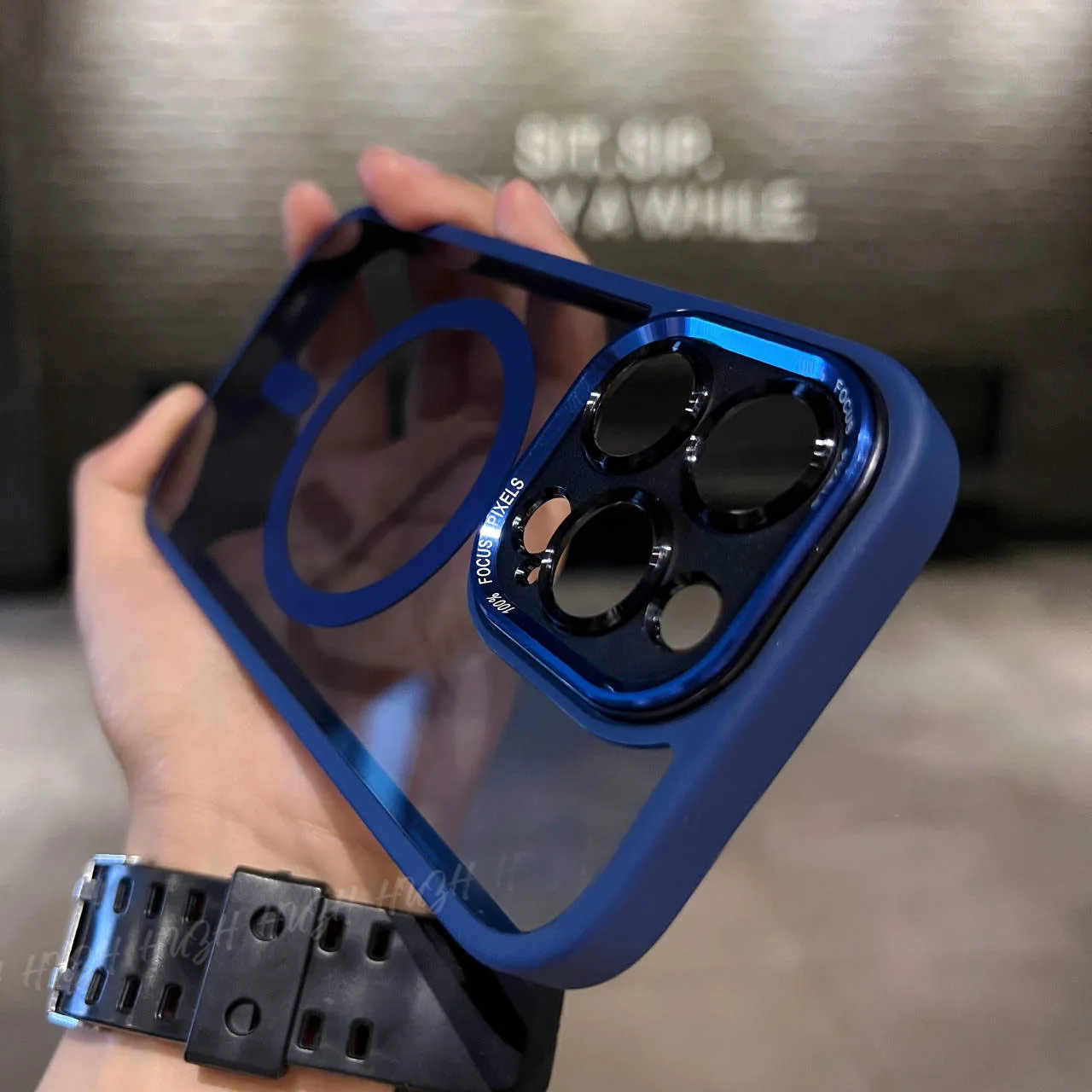clear Metal Lens Phone Case Transparent Contrast Color for Iphone16pro Max 15 13/14 Anti-fall Acrylic