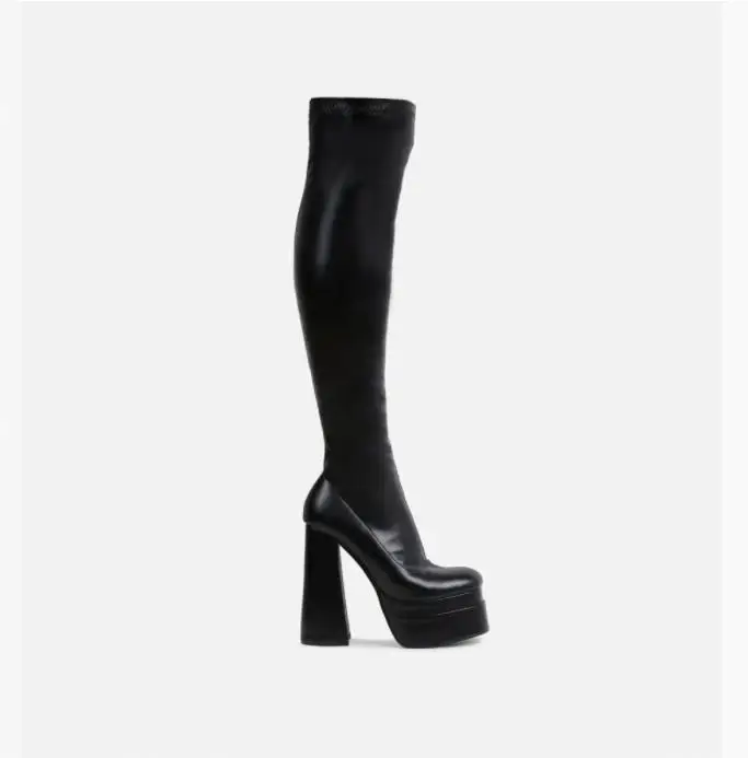 Best Night square Toe extreme Platform Block Heel Over Knee Thigh High Boot for Women and Laddies