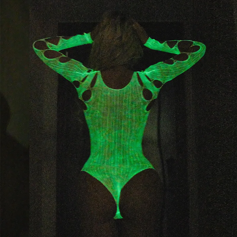 Glow in the Dark Fishnet Stockings Dress Body Stocking Luminous Glowing Fishnet Underwear Bodystockings
