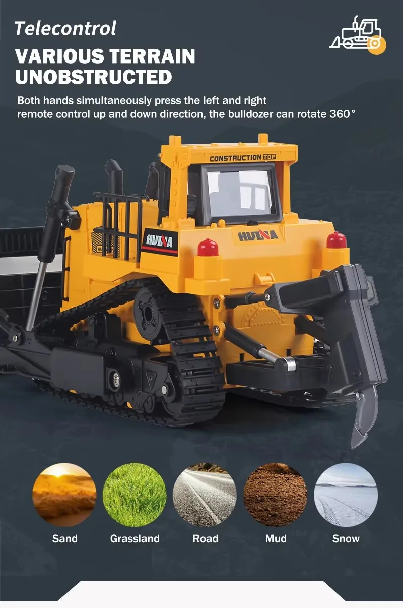 Hot Seller HUINA 1554 RC Truck 1:16 8CH RC Bulldozer for Kinds Gifts