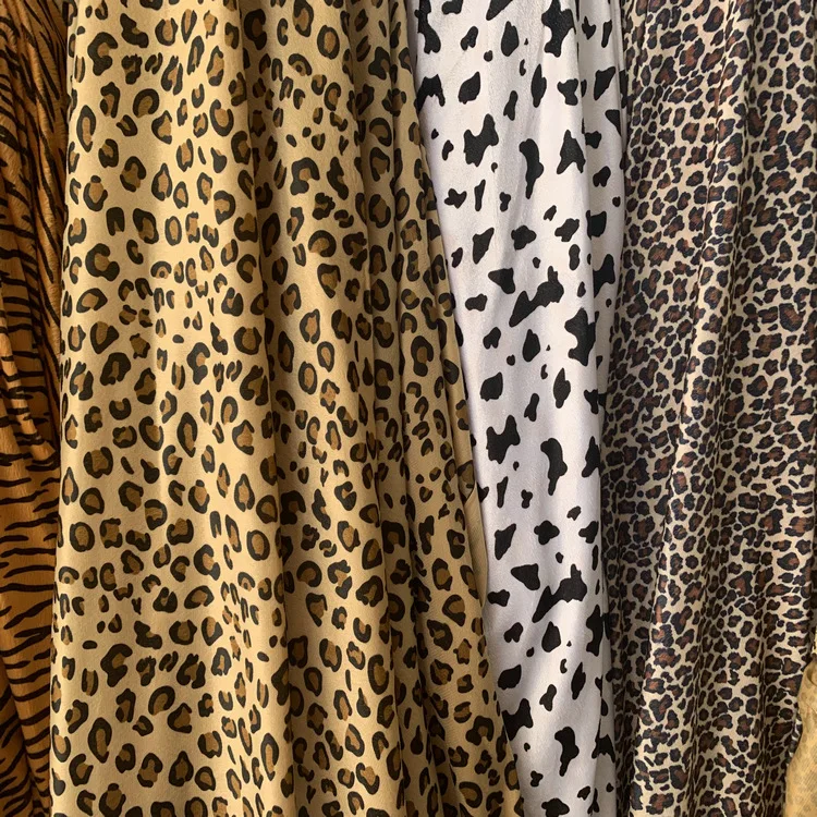 Leopard tiger Pattern Fabric Crystal Soft Short Plush Printed Polyester Flannelette Fabric for Doll Accessories