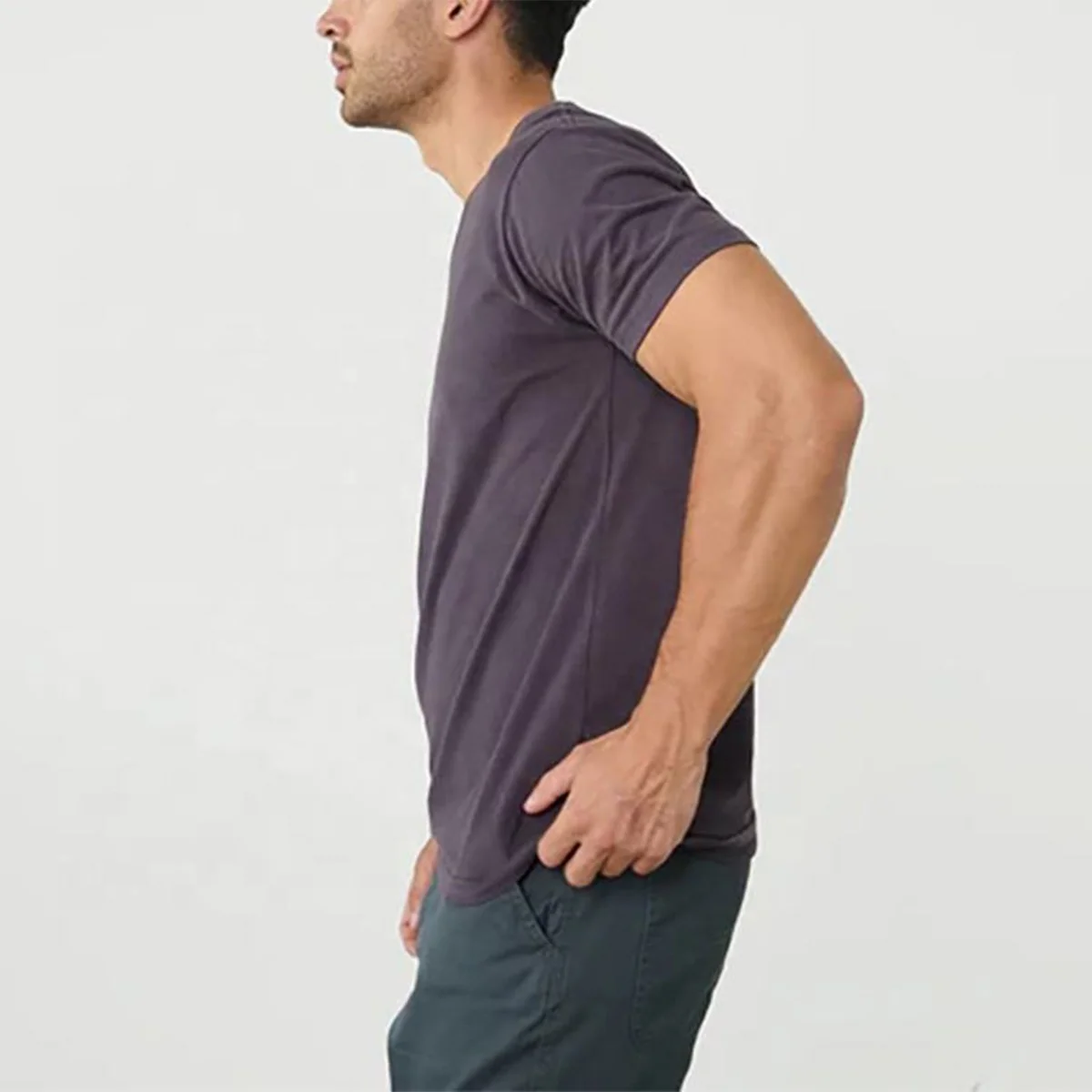 JL1125B Wholesale Men High Quality Cotton Spandex Blend Solid Color Private Label Gym Body V Neck T Shirts Men