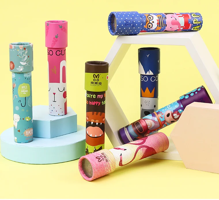 Образовательные игрушки на заказ рекламные товары Китай Оптовая Продажа калейдоскоп волшебный телескоп игрушечная бумага мини калейдоскоп печать