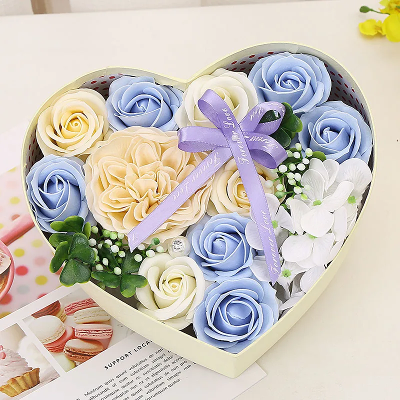 Многоцветные подарки на день Святого Валентина, роза, мыло для ванной, конфетти, цветок, Валентин, цветы, подарок